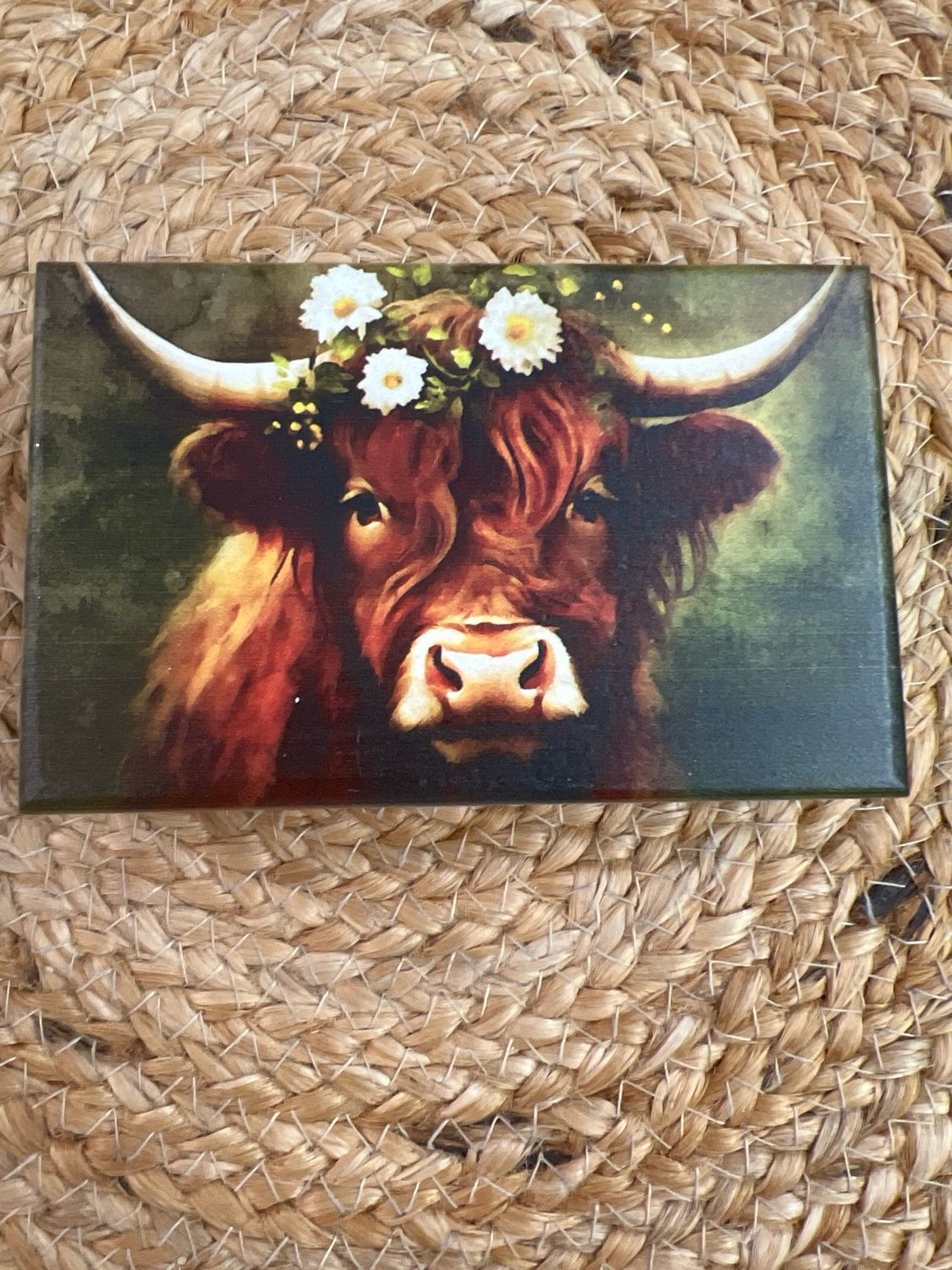 Floral Highland Cow Block Sign Floral Highland Cow Block Sign