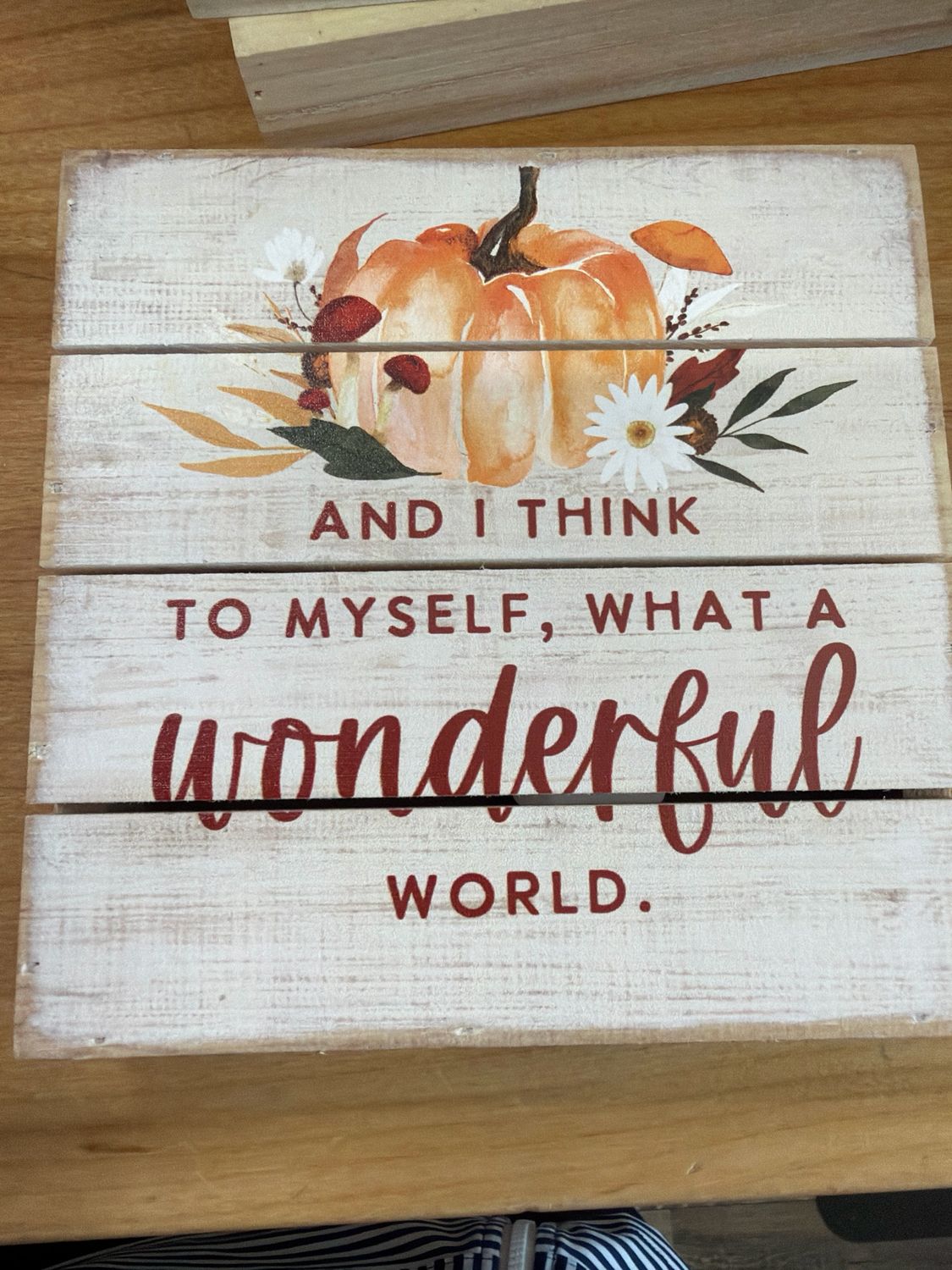 Wonderful World Pumpkin Sign