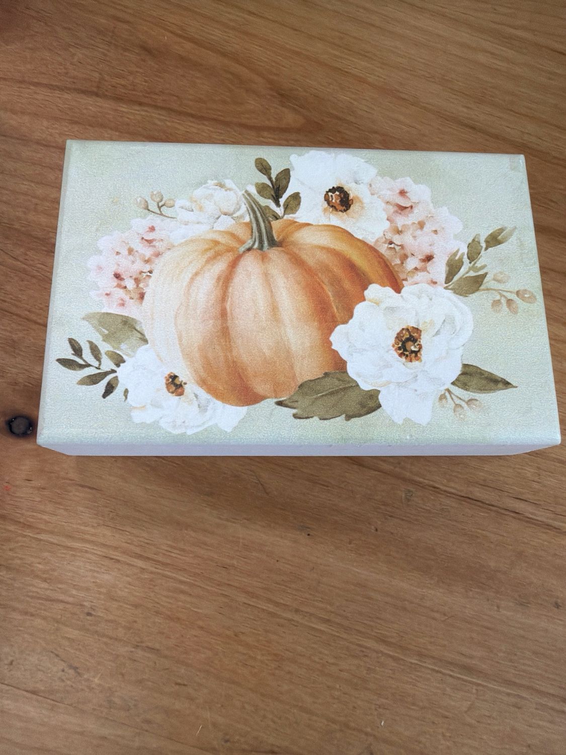 Green Hydrangea Pumpkin Block Sign Green Hydrangea Pumpkin Block Sign