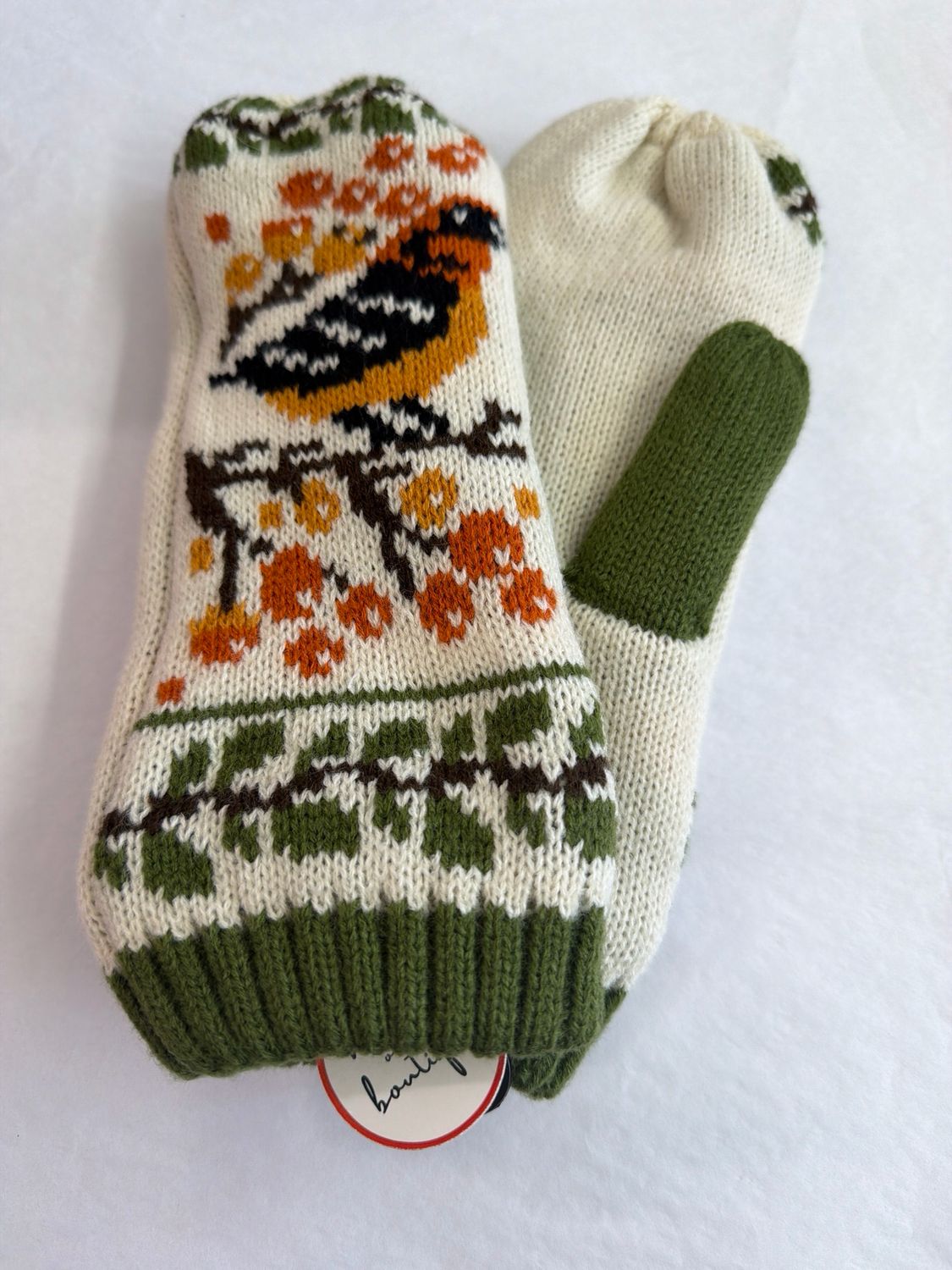 Panache Olive Bird Mittens Panache Olive Bird Mittens