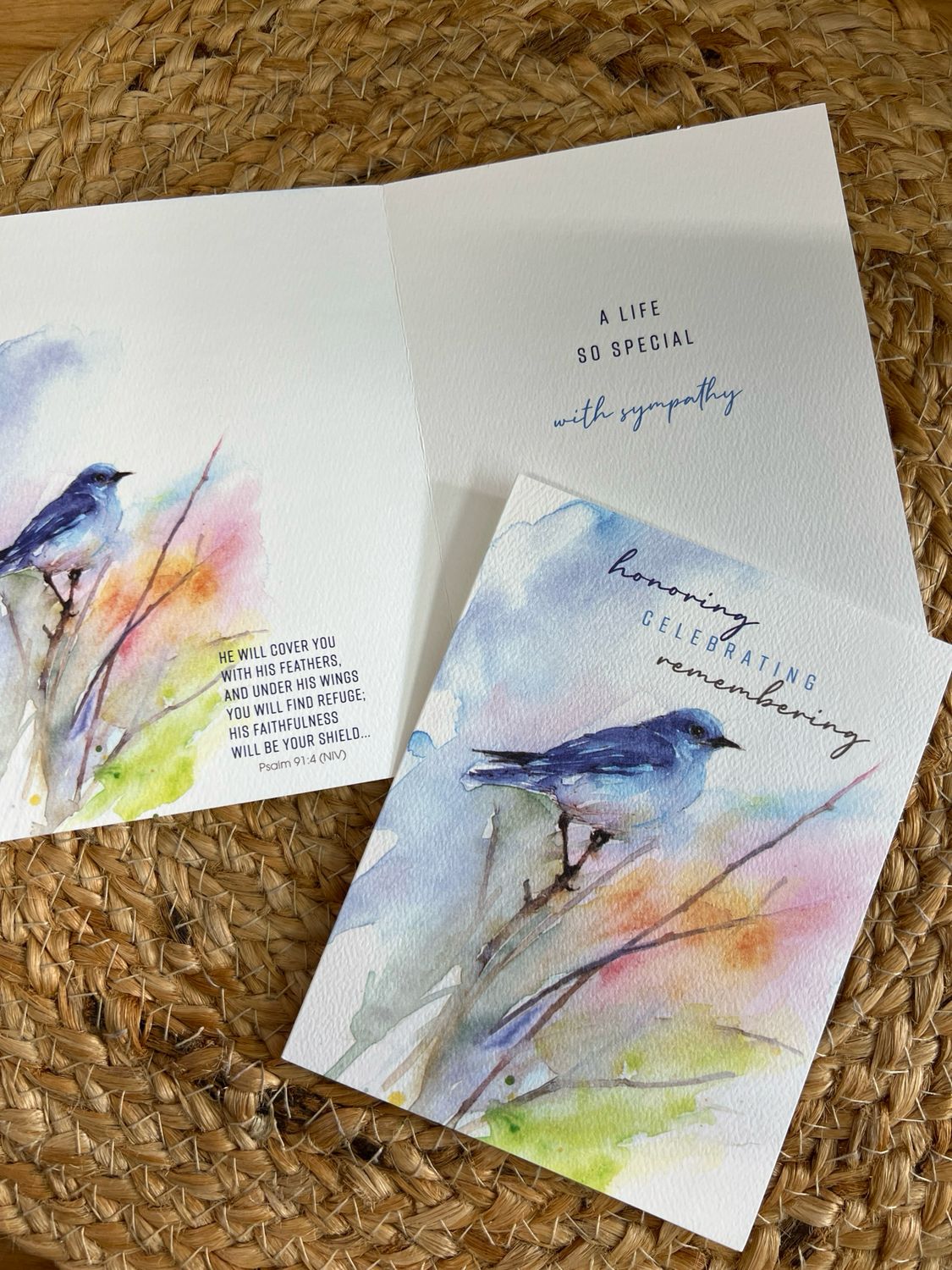 Bluebird Scripture Sympathy Card