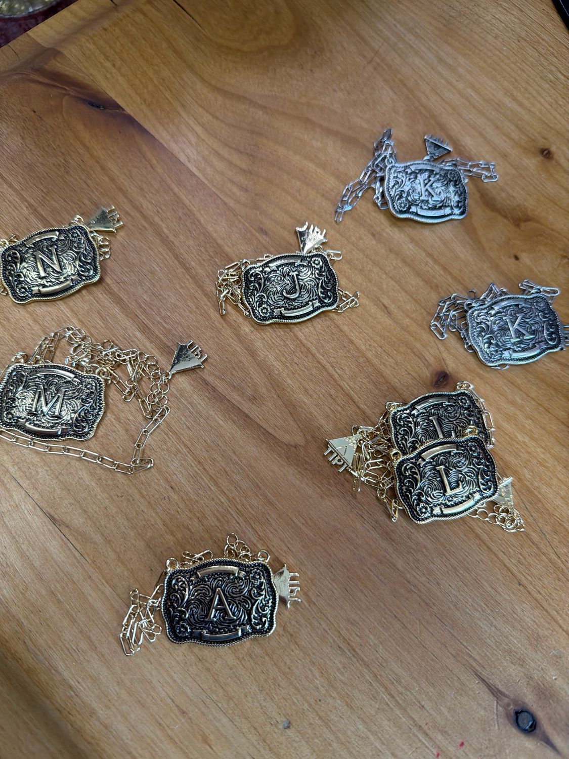 Belt Buckle Initial Necklace Belt Buckle Initial Necklace