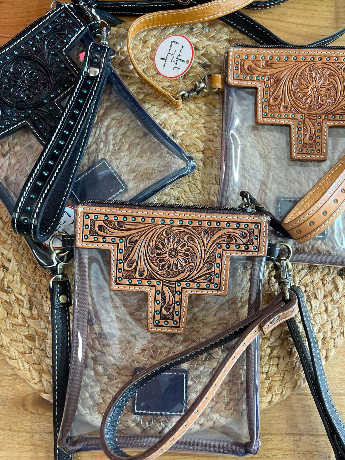 Hand Tooled Clear Crossbody Bag Hand Tooled Clear Crossbody Bag