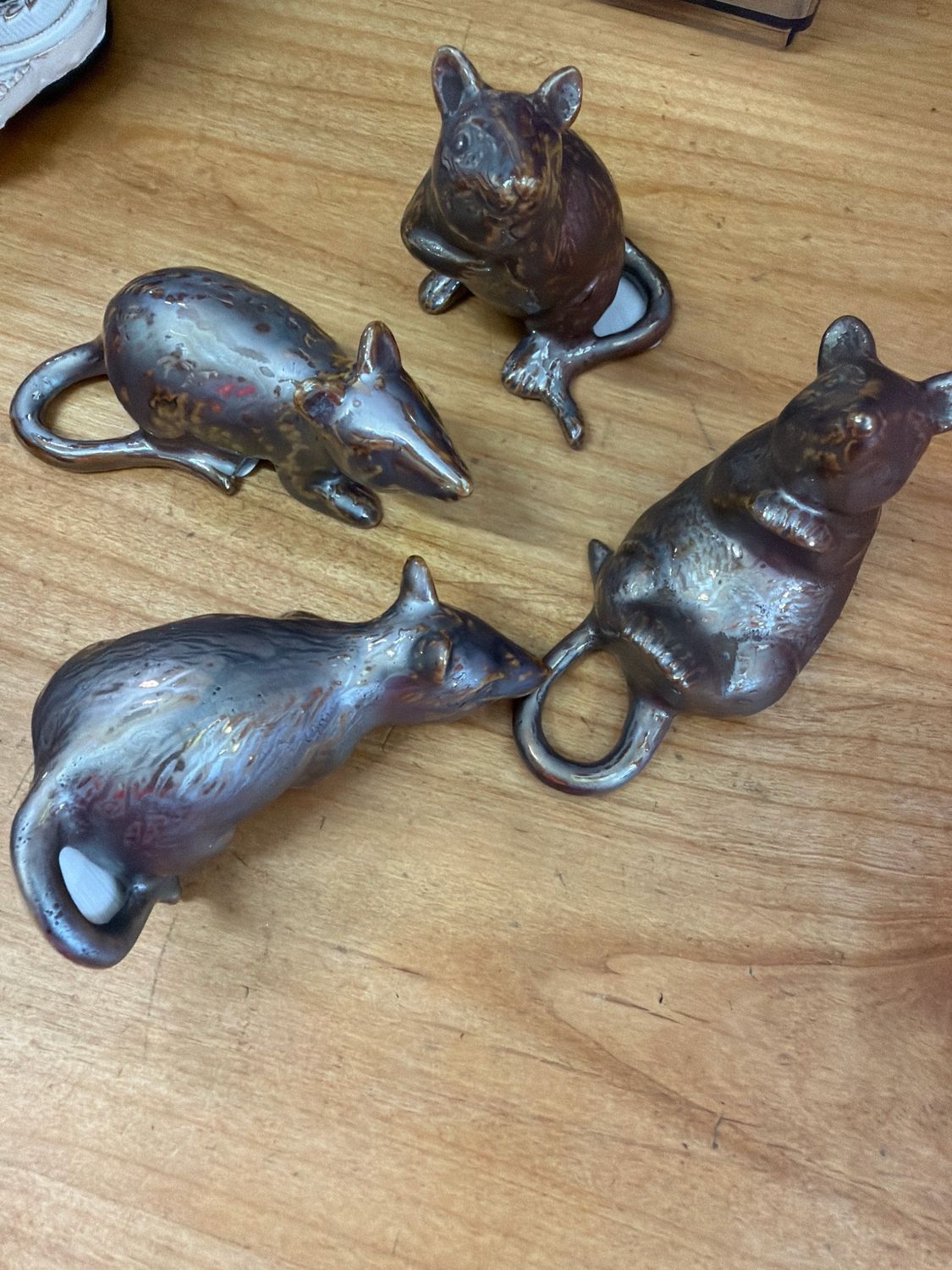 Stoneware Metallic Rat Figurine Stoneware Metallic Rat Figurine