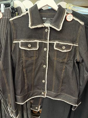 Wild Palms Black Fringe Jean Jacket