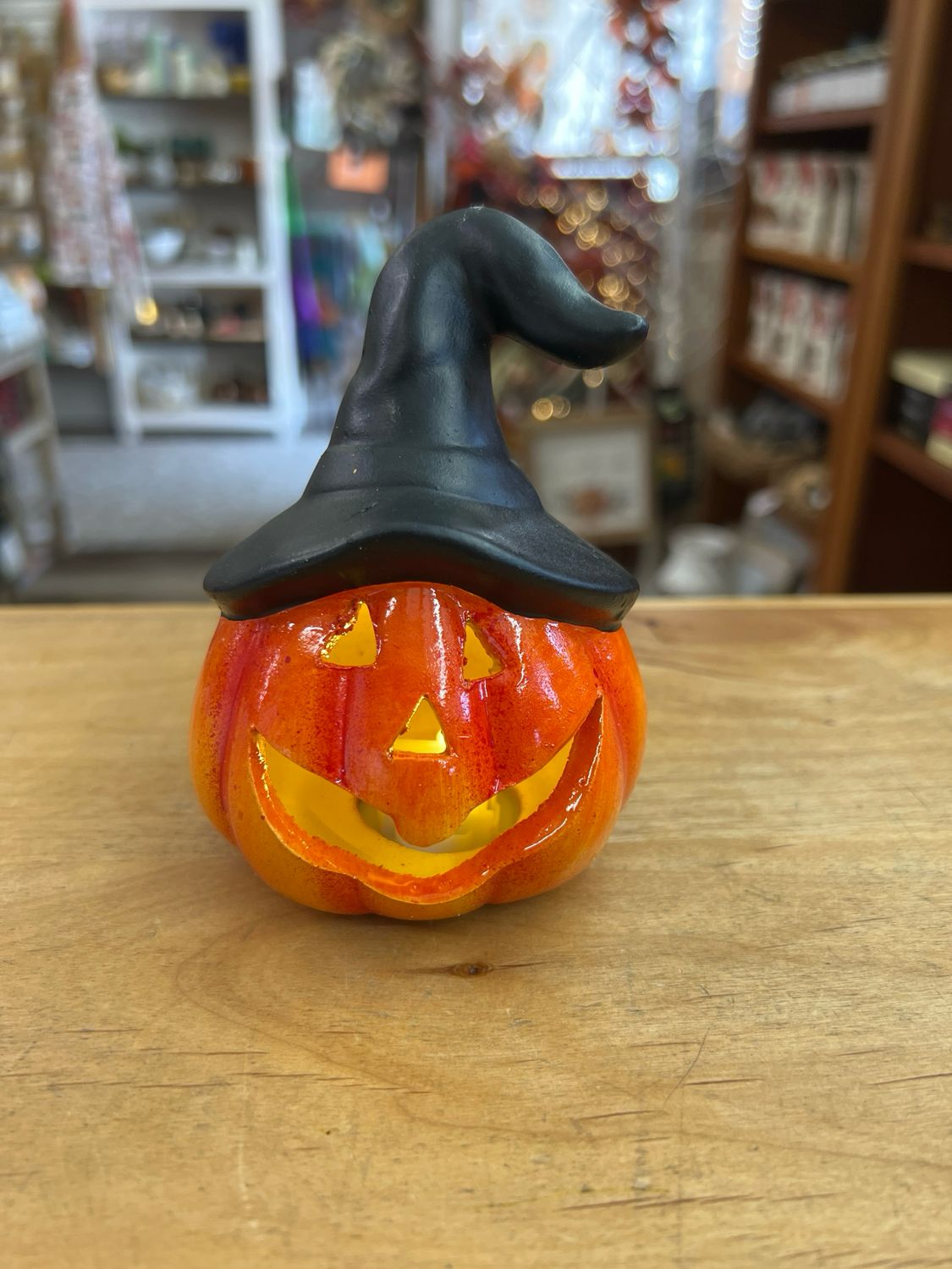 Black Hat LED Jack O Lantern