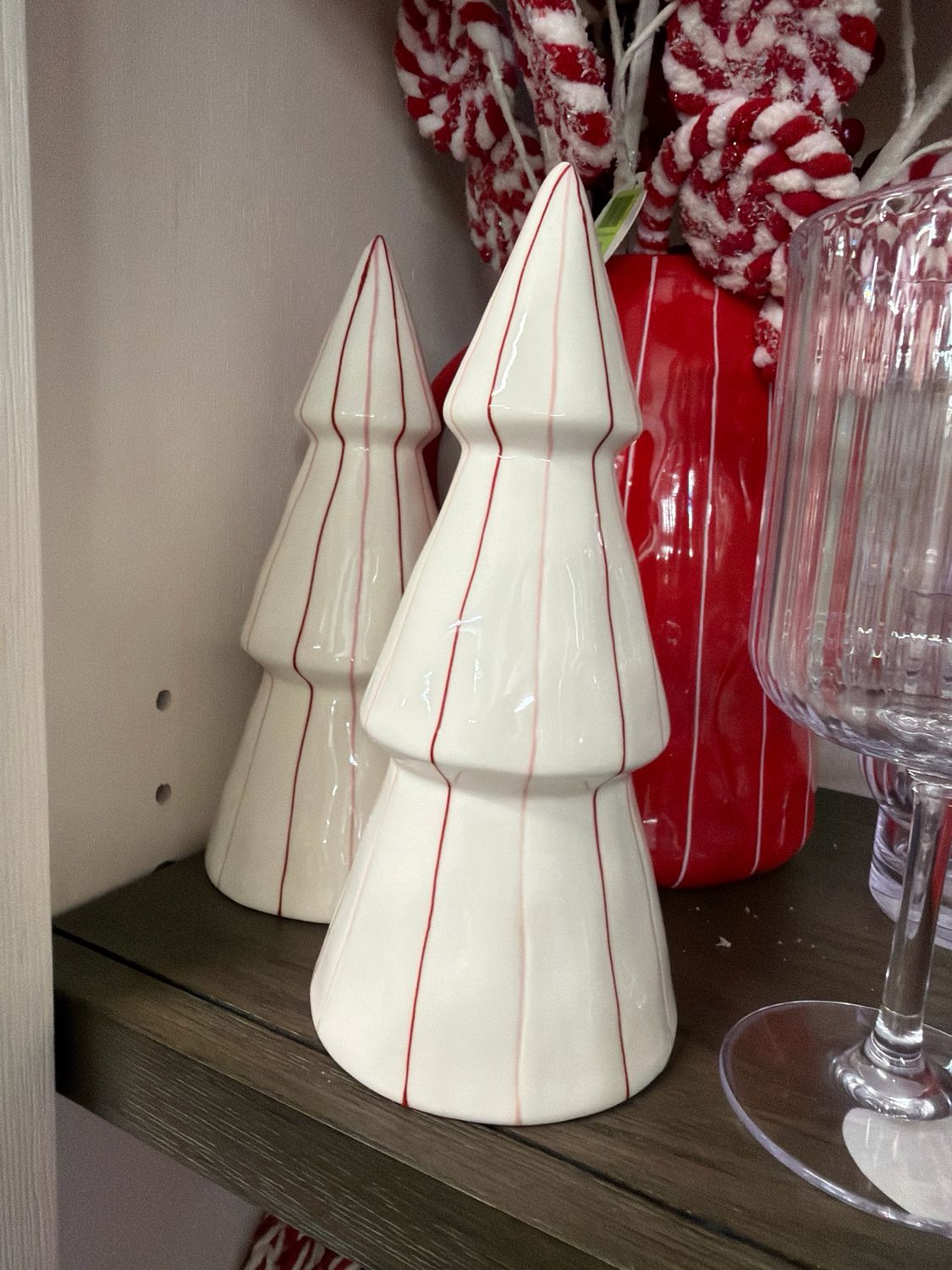 7-3/4" Handpainted Stoneware Striped Tree