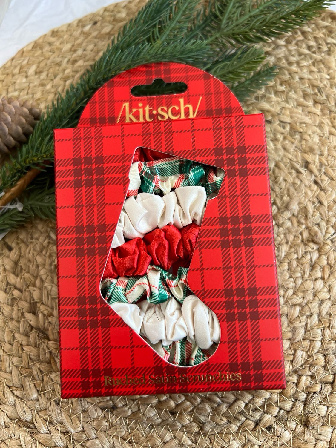 KITSCH Holiday Ruched Satin Scrunchies KITSCH Holiday Ruched Satin Scrunchies