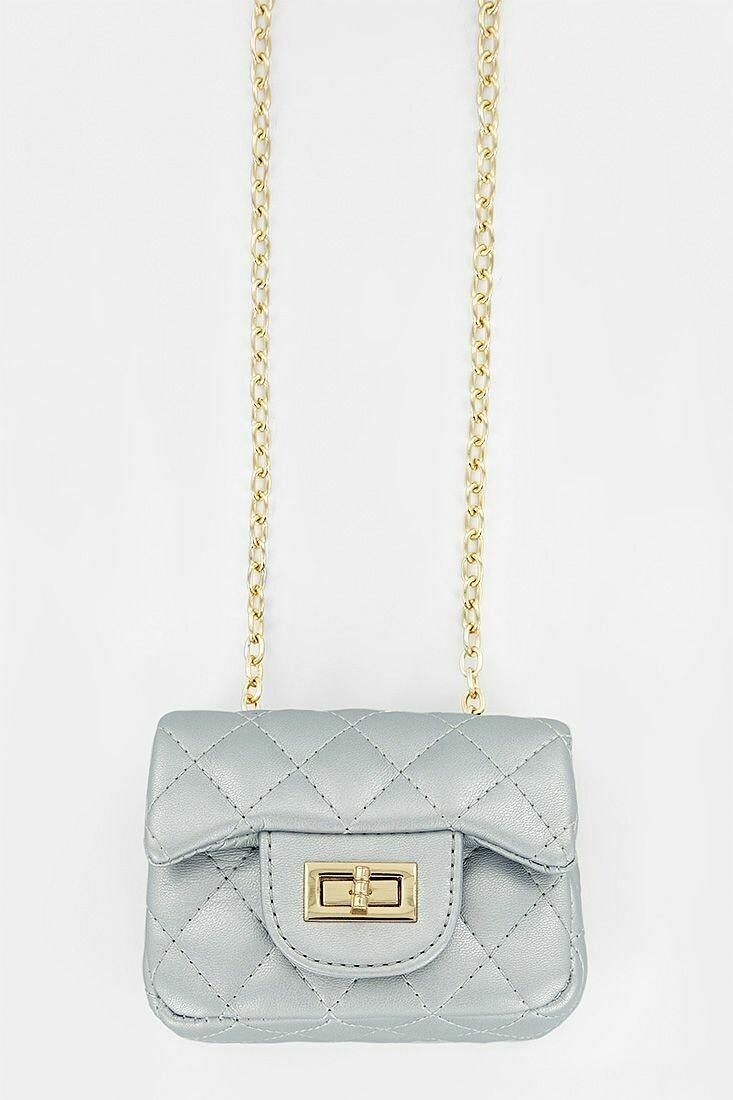 MINI QUILTED PURSE SILVER