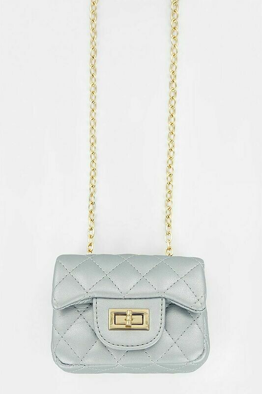 MINI QUILTED PURSE SILVER