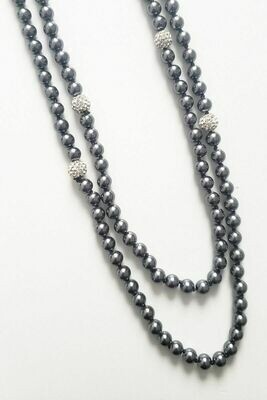 GLASS PEARL NECKLACE GREY