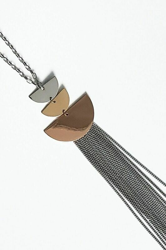 ART DECO TASSEL 3-TONE NECKLACE
