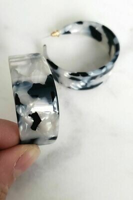 LEOPARD HOOP EARRINGS BLACK