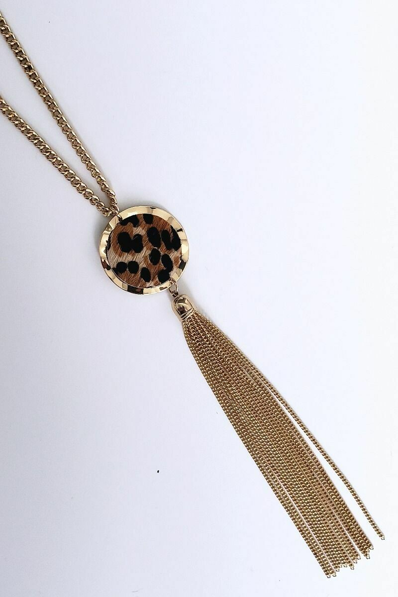 LEOPARD TEXTURE PENDANT NECKLACE