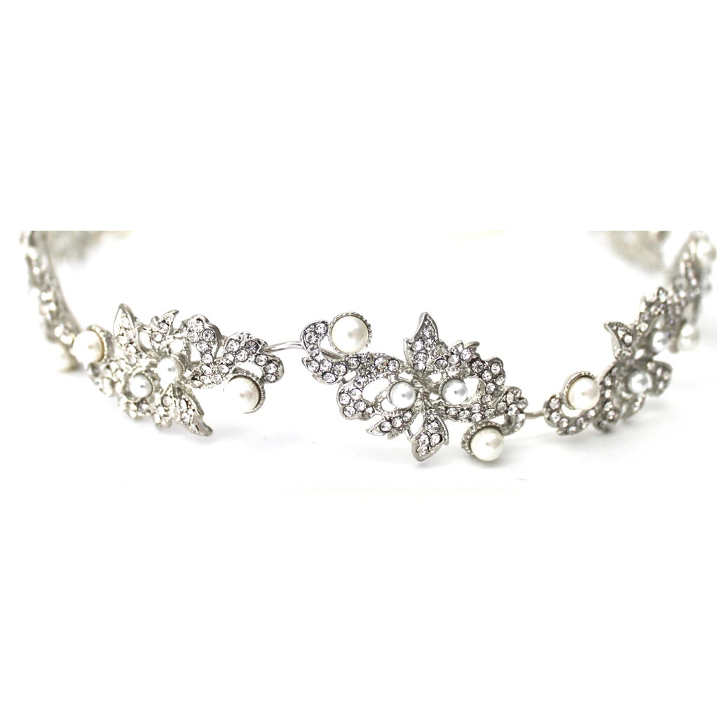 CRYSTAL &amp; PEARL HEAD BAND HB61P