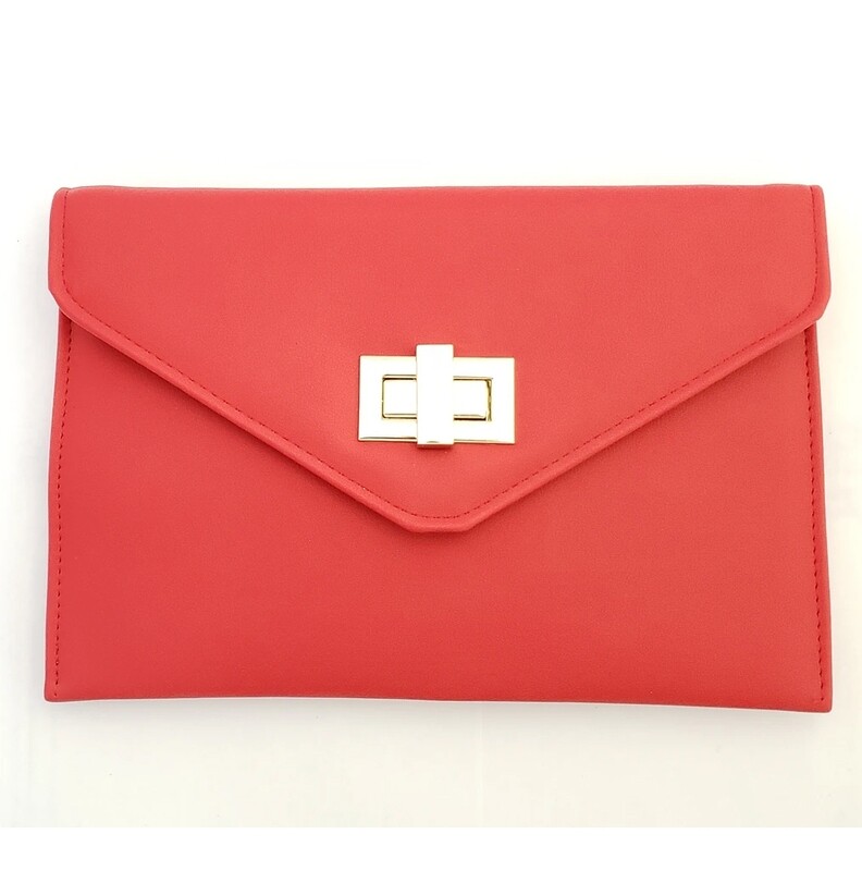 BUCKLE RED CLUTCH