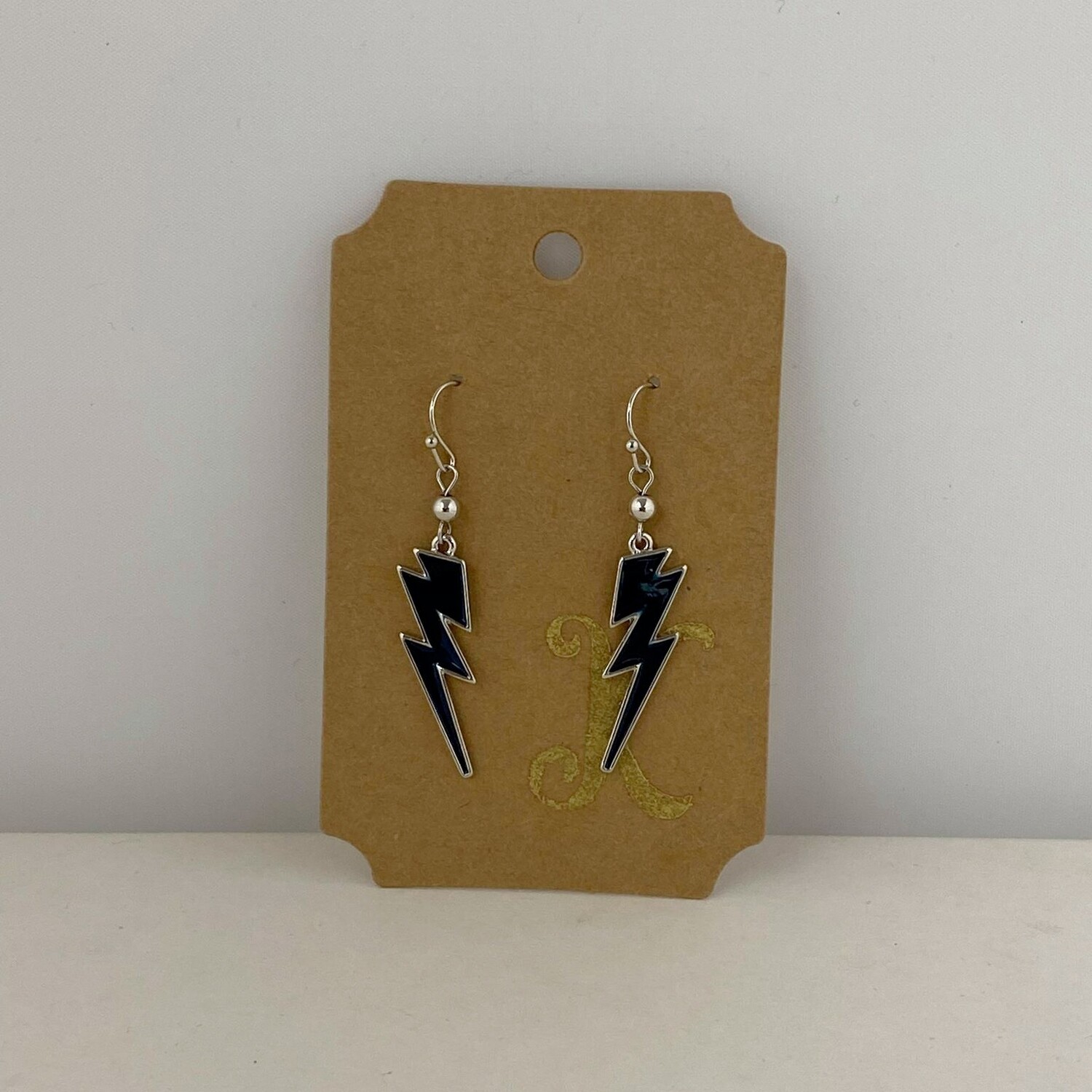 BOLT SILVER NAVY EARRINGS