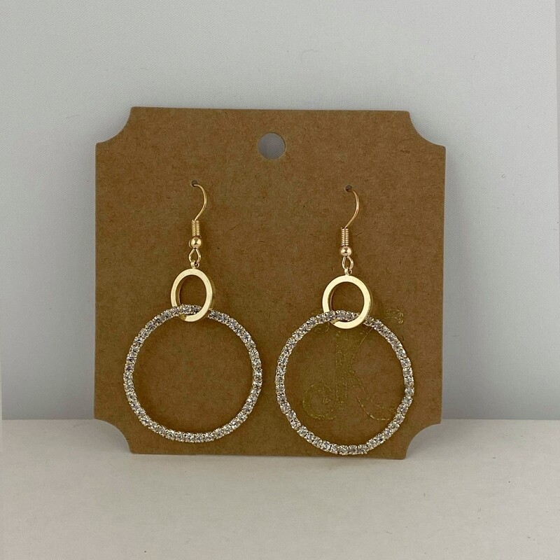 RHINESTONE HANGING HOOP EARRINGS