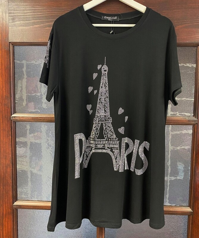 PARIS GLITTER BLACK T-SHIRT