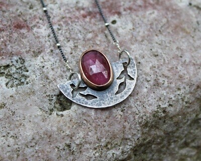 Rose-Cut Pink Sapphire Pendant with 14k Rose Gold