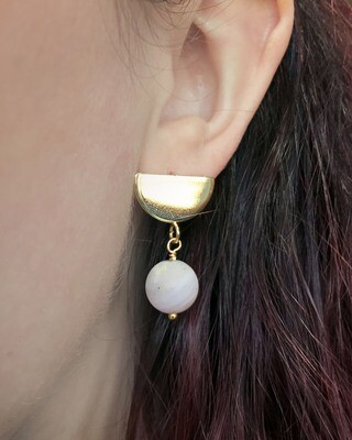 Half Moon Earrings - Peruvian Pink Opal