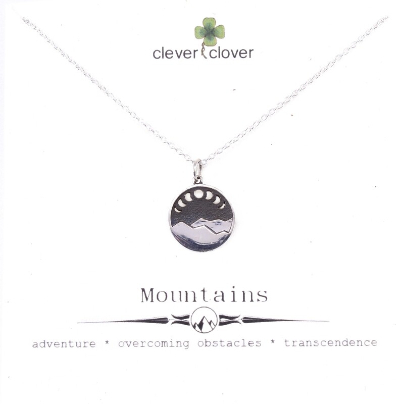 SSN4085 Sterling Silver Mountain with Cutout Moon Phases Necklace