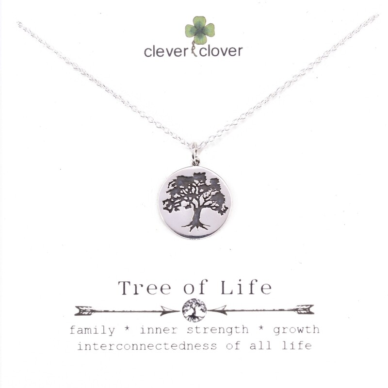 SSN4077 Sterling Silver Etched Oak Tree Necklace