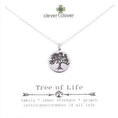 SSN4077 Sterling Silver Etched Oak Tree Necklace