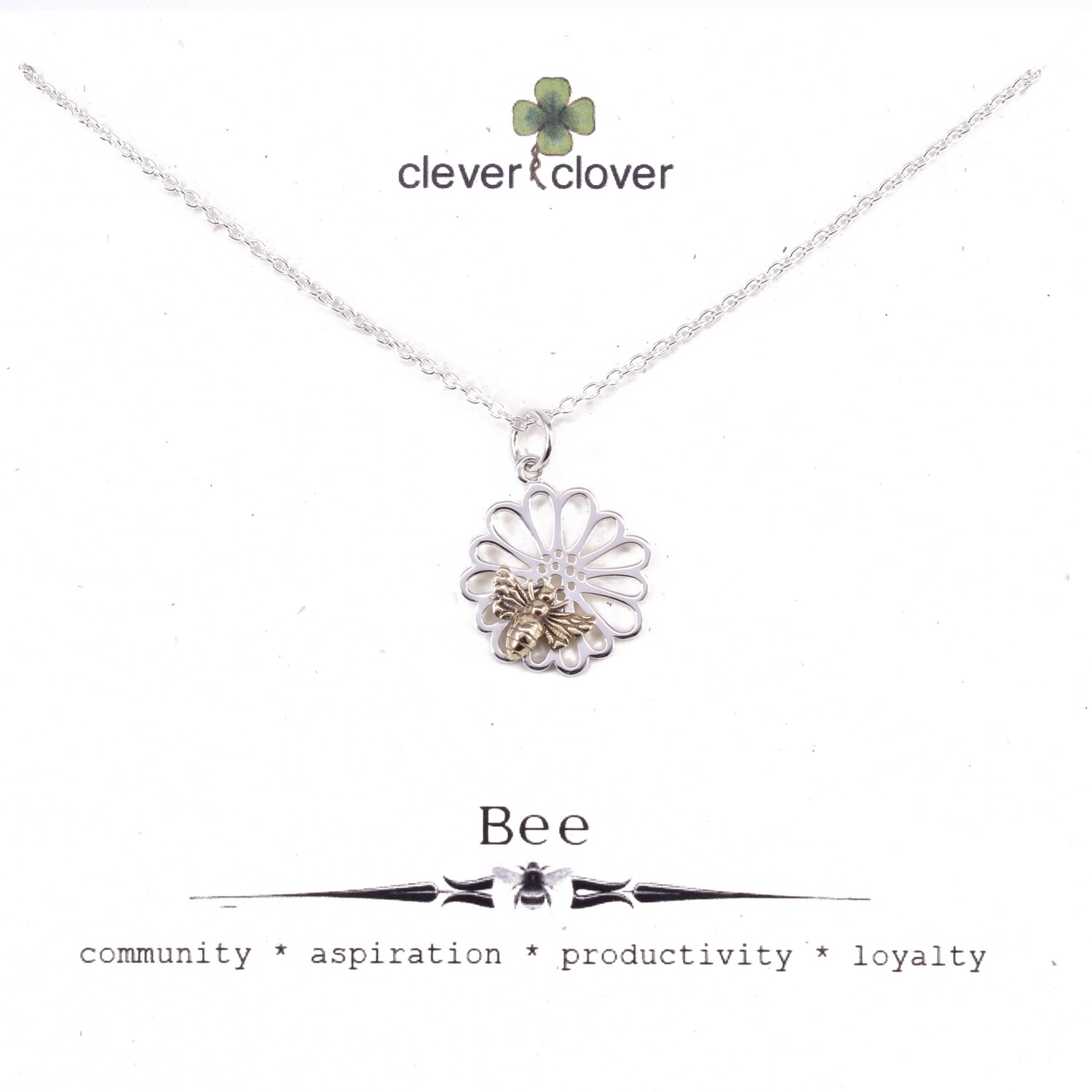 SSN6145 Sterling Silver Daisy + Bronze Bee Necklace