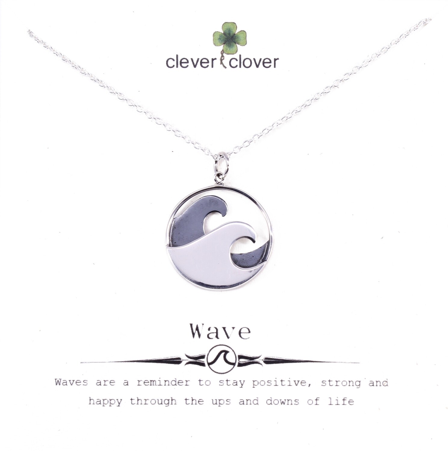 SSN3221 Sterling Silver Large 2 Tone Double Wave Necklace