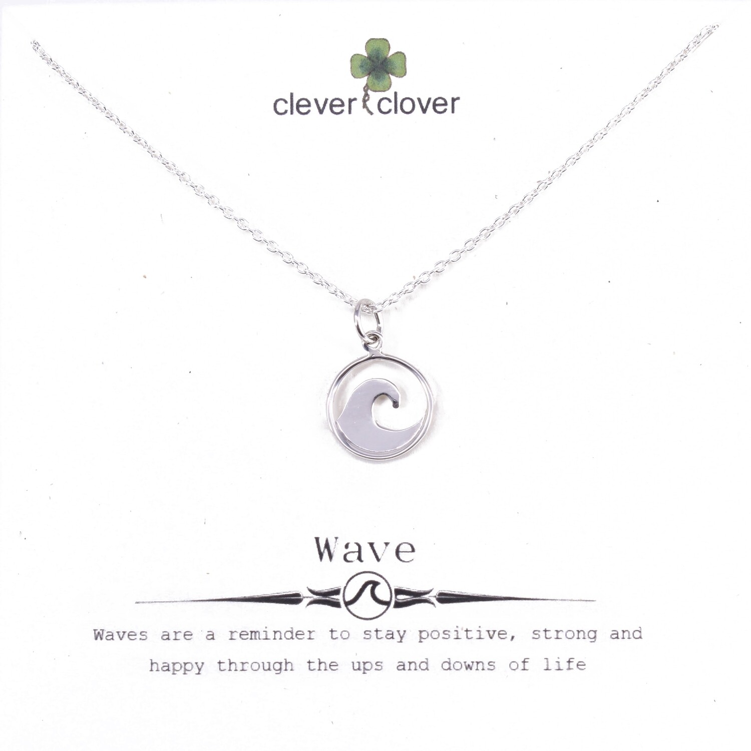 SSN3092 Sterling Silver Shiny Open Wave Necklace
