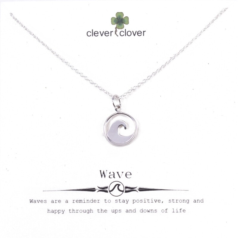 SSN3092 Sterling Silver Shiny Open Wave Necklace