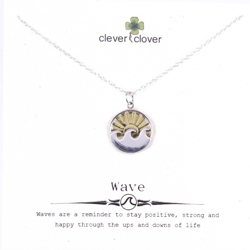 SSN3321 Sterling Silver Waves + Bronze Sunset Necklace