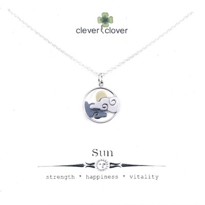 SSN3224 Sterling Silver Cloud + Bronze Sun Necklace