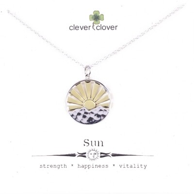 SSN3114 Sterling Silver Large Mountain Range + Bronze Sun Necklace