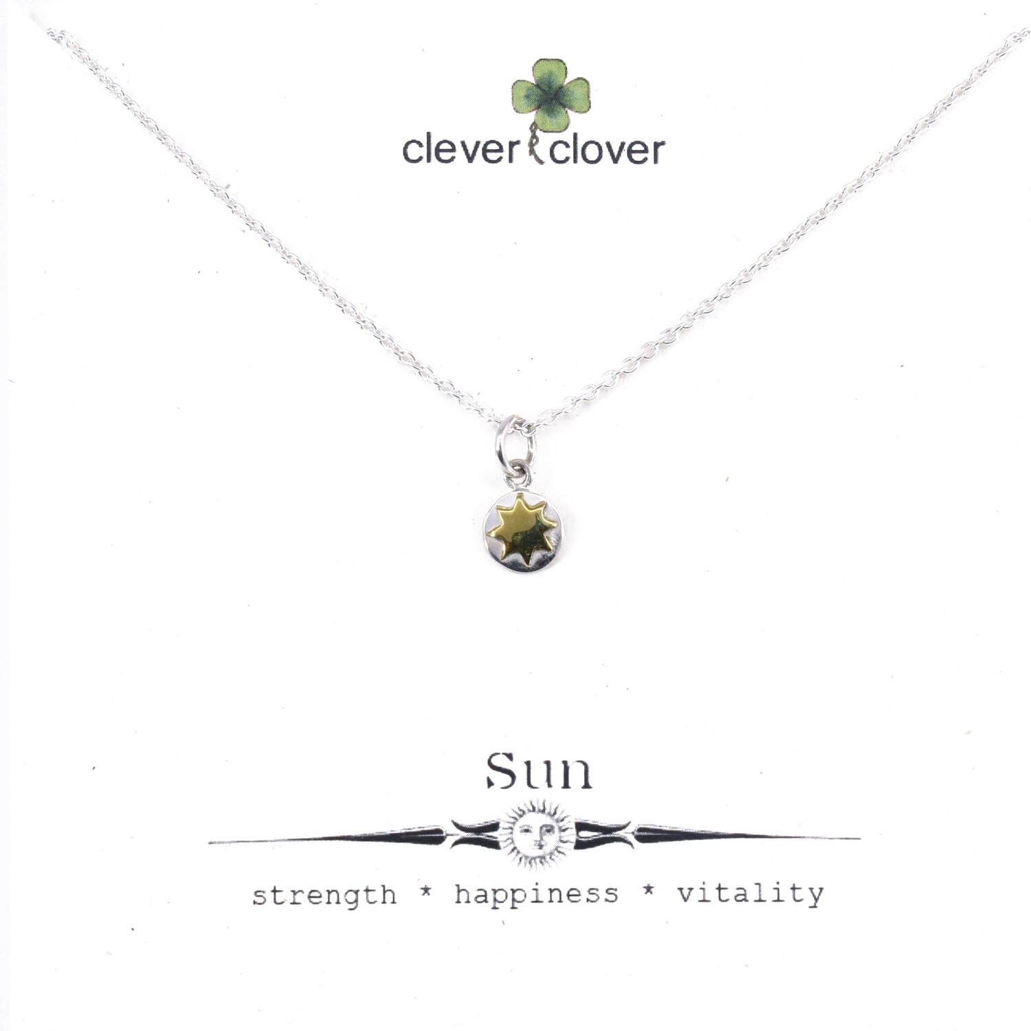 SSN3289 Sterling Silver Tiny Disc + Bronze Sun Necklace