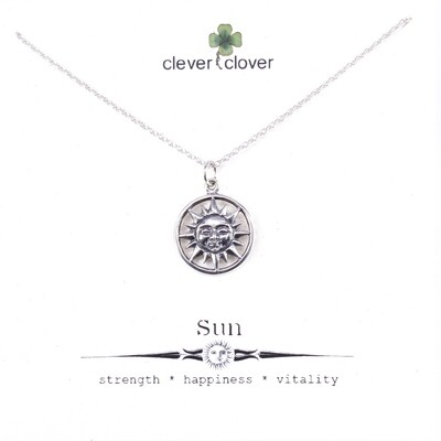 SSN1476 Sterling Silver Smiling Sun Necklace