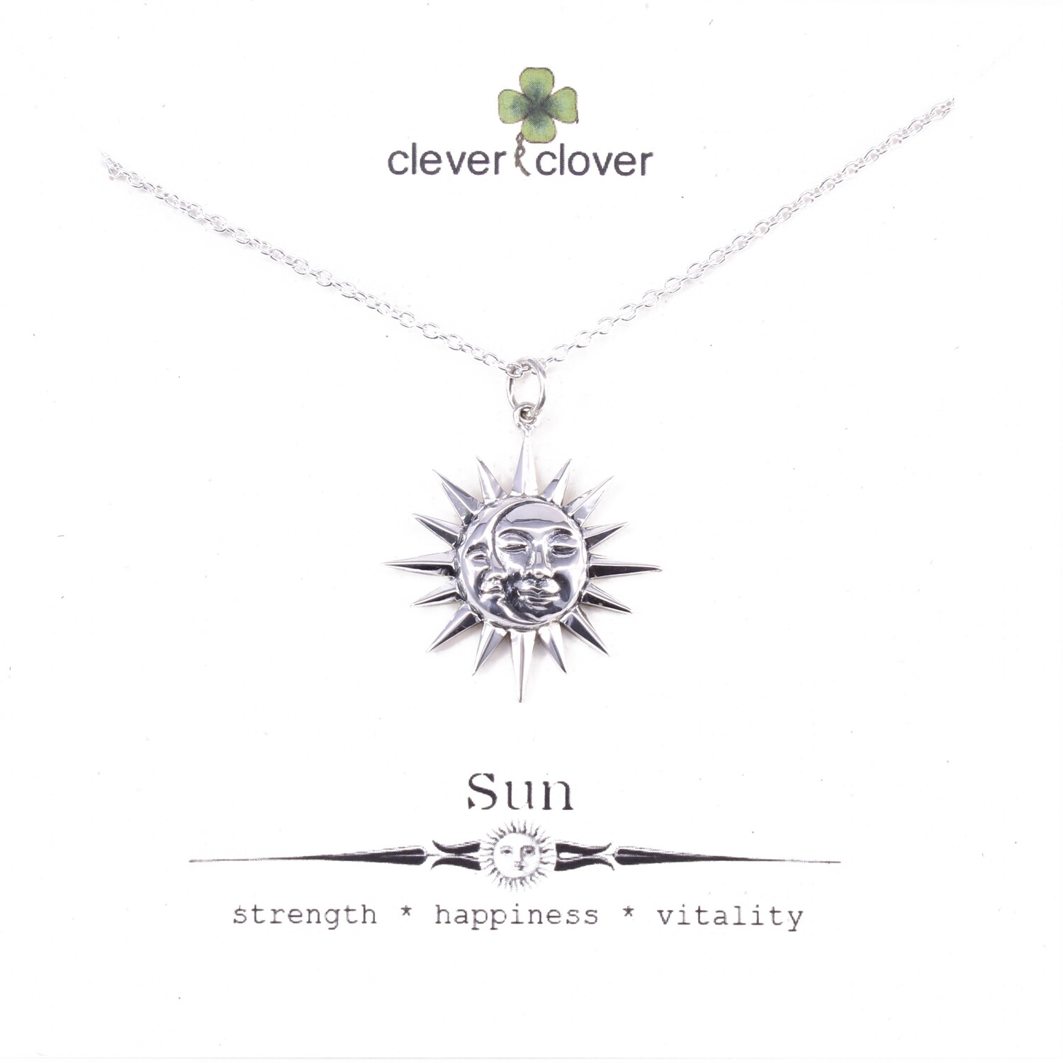 SSN6120 Sterling Silver Sun + Moon Necklace
