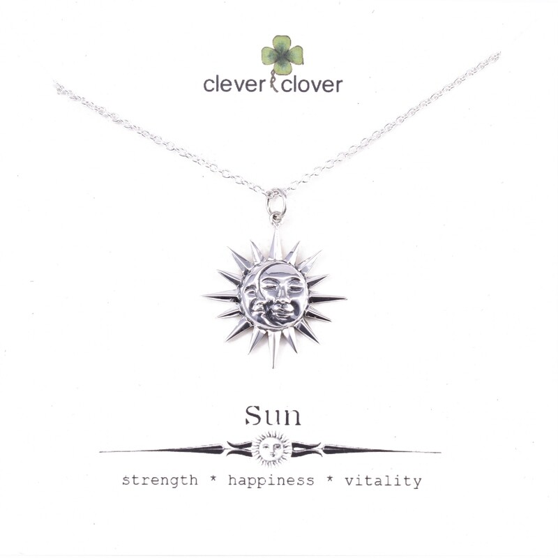 SSN6120 Sterling Silver Sun + Moon Necklace
