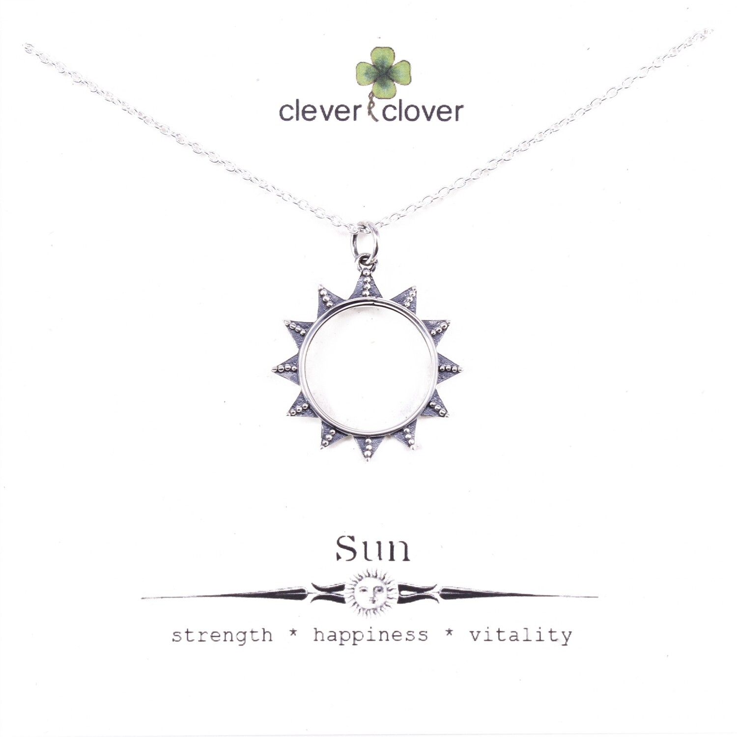 SSN3394 Sterling Silver Granulated Sun Necklace