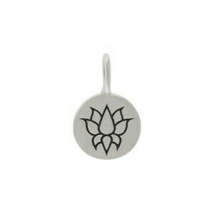 SSN649 Sterling Silver Etched Lotus Disc Necklace