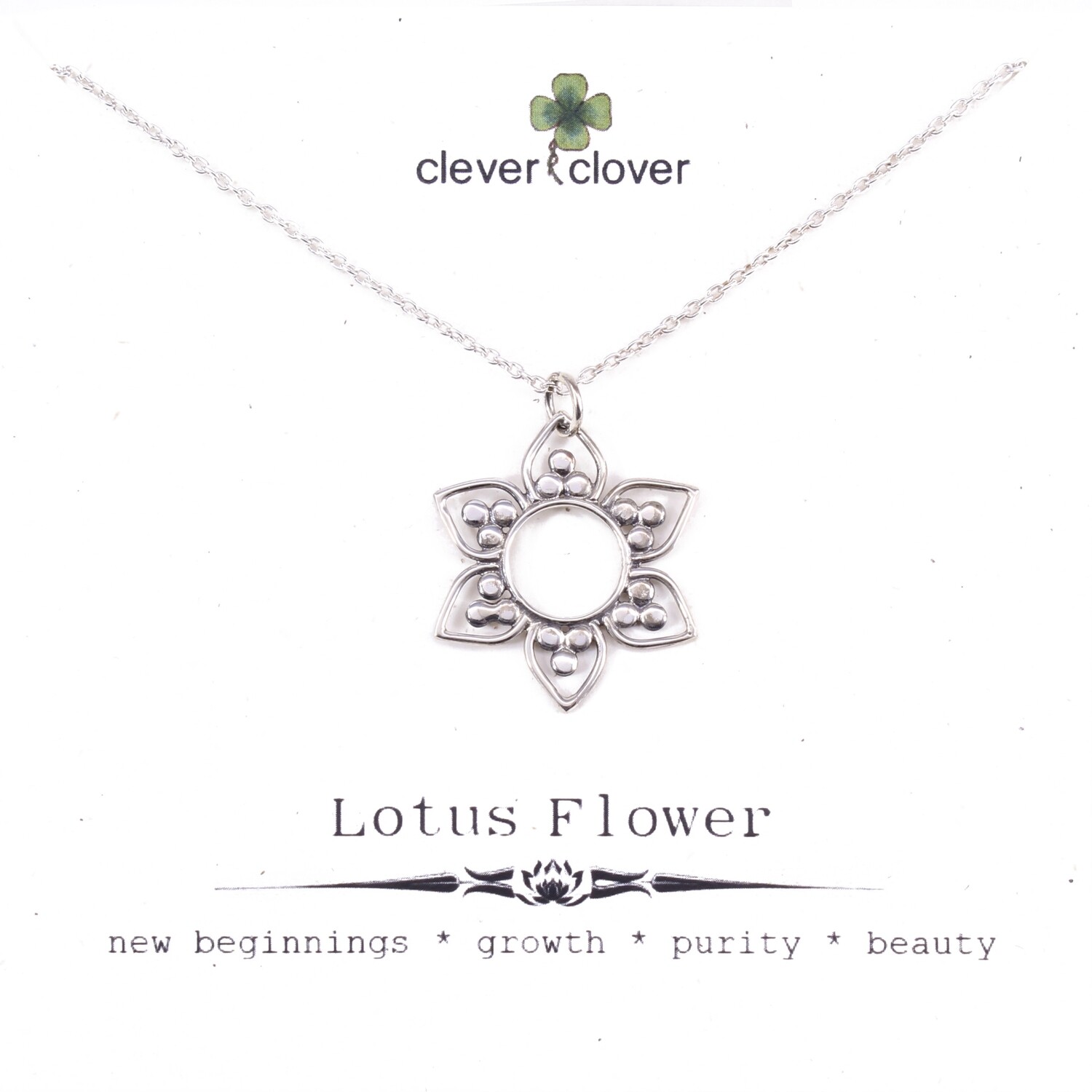 SSN3038 Sterling Silver Open Lotus Petals Necklace