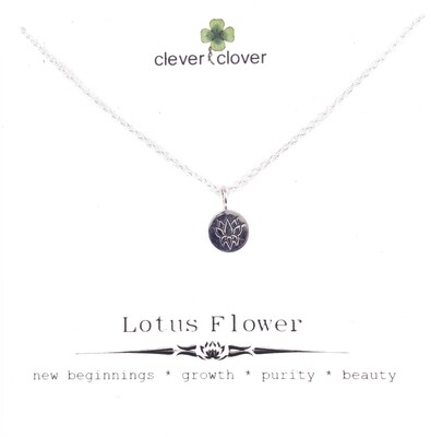 SSN649 Sterling Silver Etched Lotus Disc Necklace