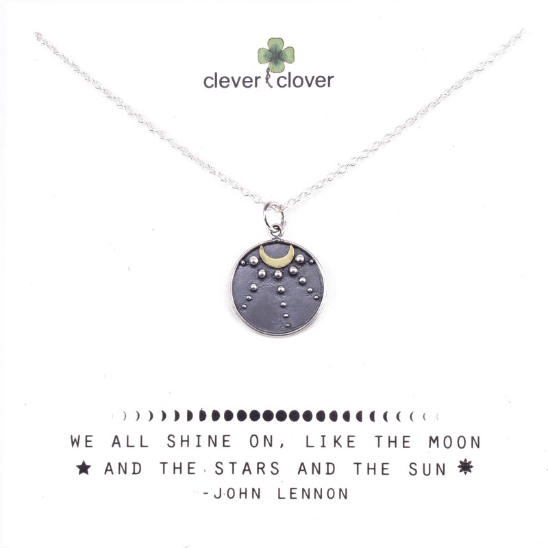 SSN3214 Sterling Silver + Bronze Moon Talisman Necklace