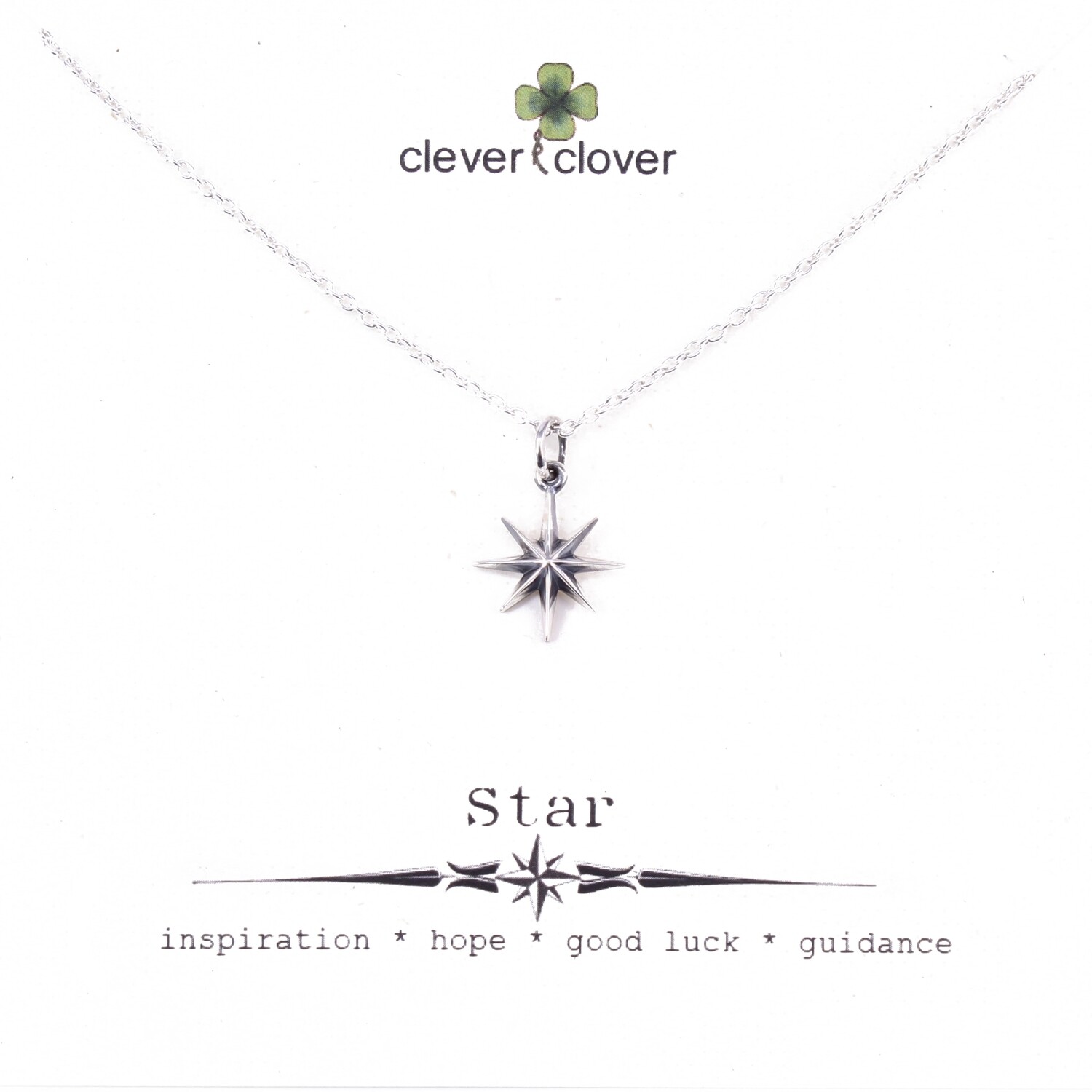 SSN6126 Sterling Silver Ridged 8 Point Star Necklace