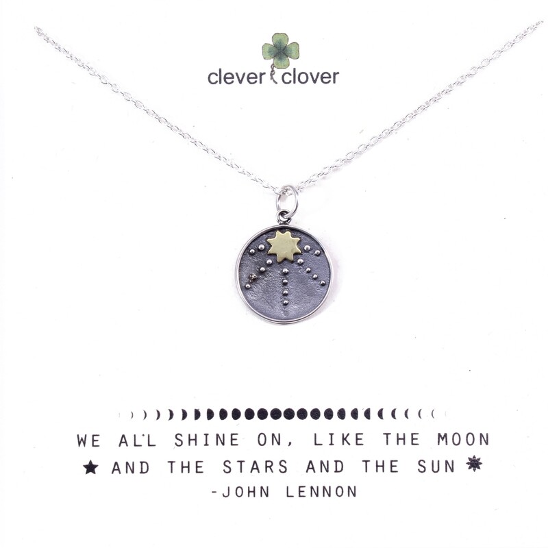 SSN3290 Sterling Silver + Bronze Sun Talisman Necklace