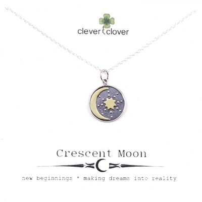 SSN3291 Sterling Silver + Bronze Moon/Sun Talisman Necklace