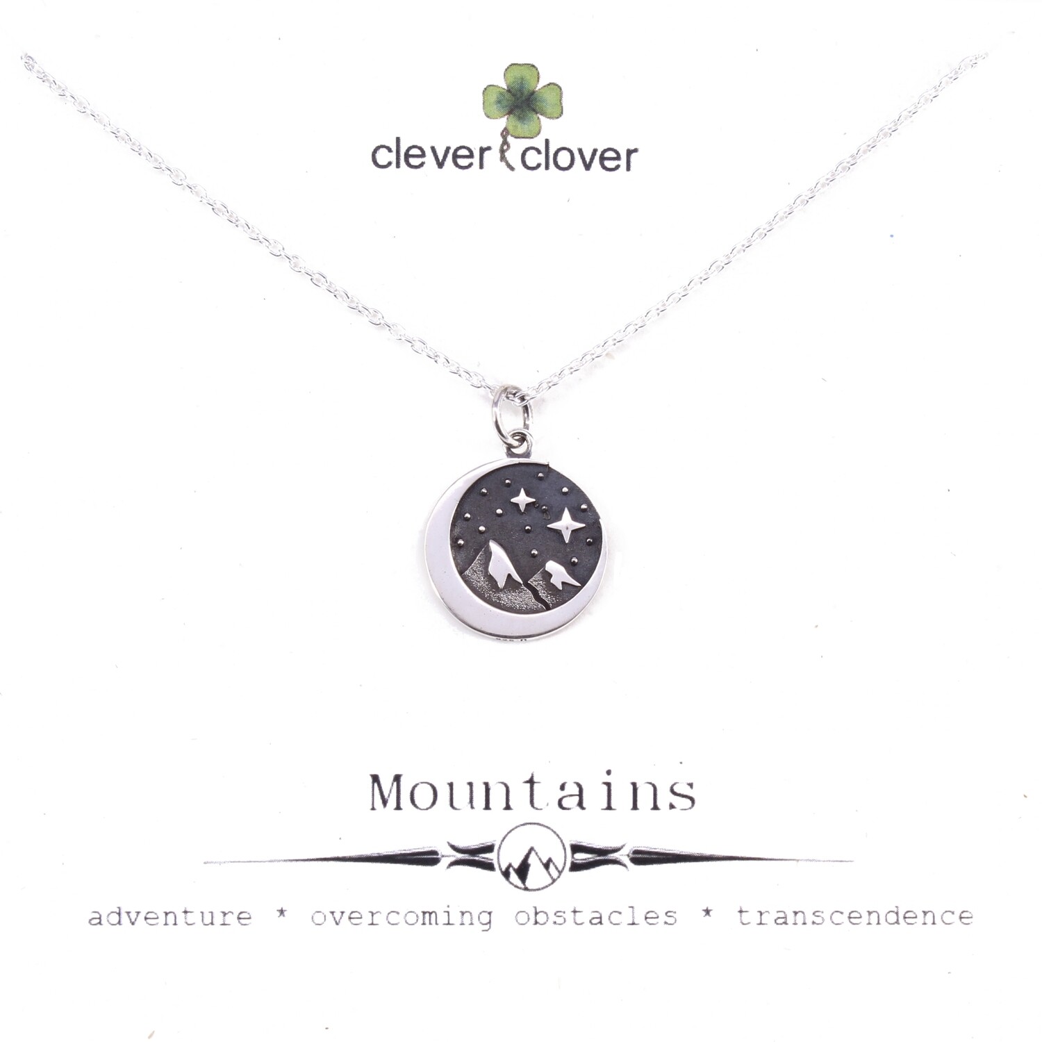 SSN4140 Sterling Silver Mountain + Starry Sky Necklace