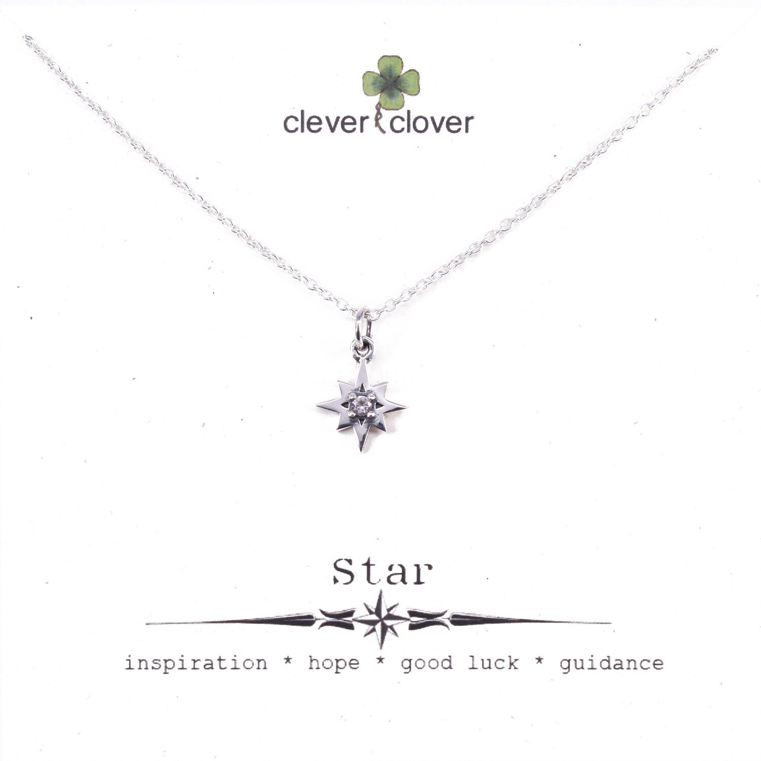 SSN6218 Sterling Silver 8 Point CZ Star Necklace