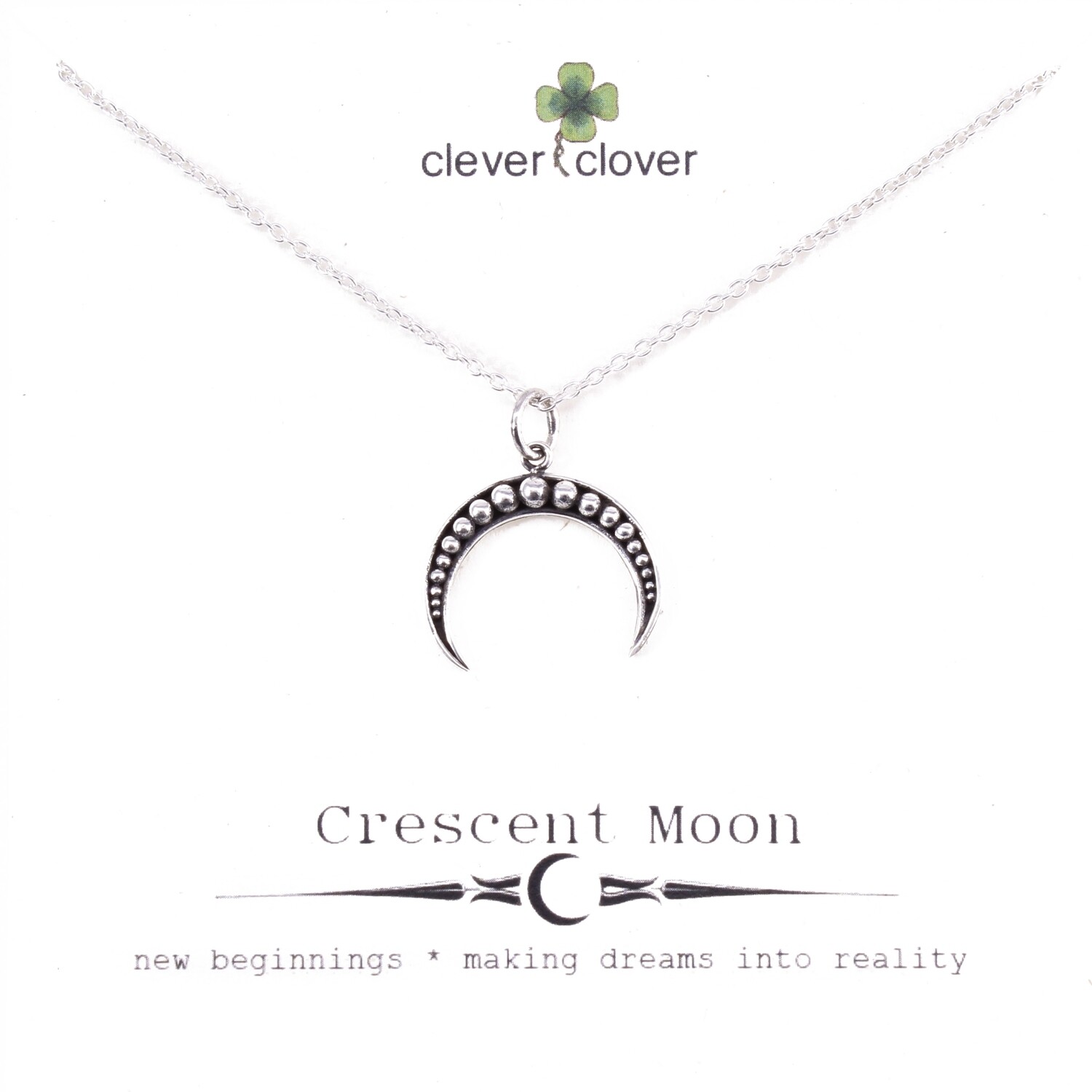SSN3292 Sterling Silver Granulated Horizontal Moon Necklace 